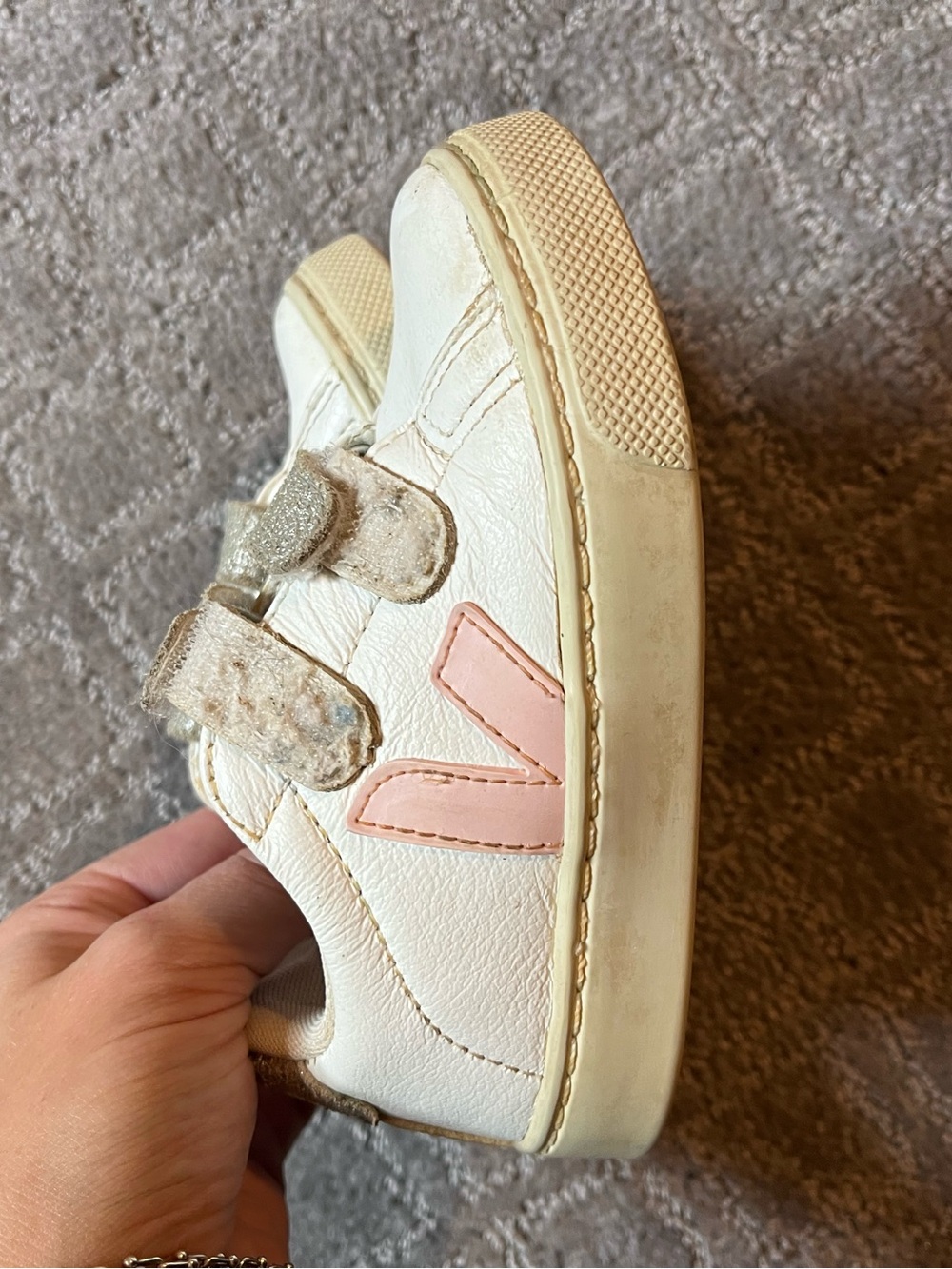 VEJA Kids V-12 Velcro Leather Sneakers Toddler Pink